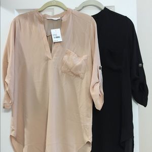 Lush Henley tunics XS - dust rose and black